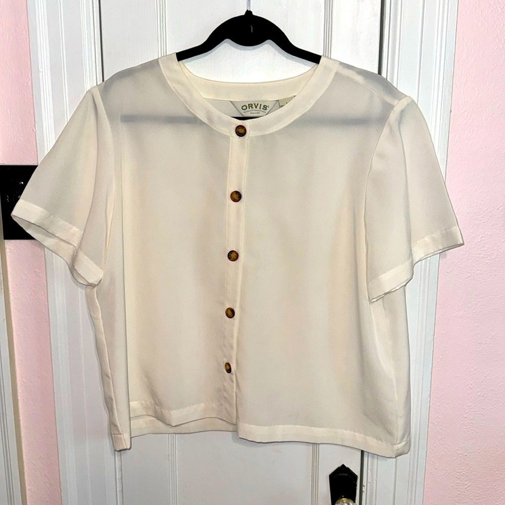 Cream Short Sleeve Orvis Top